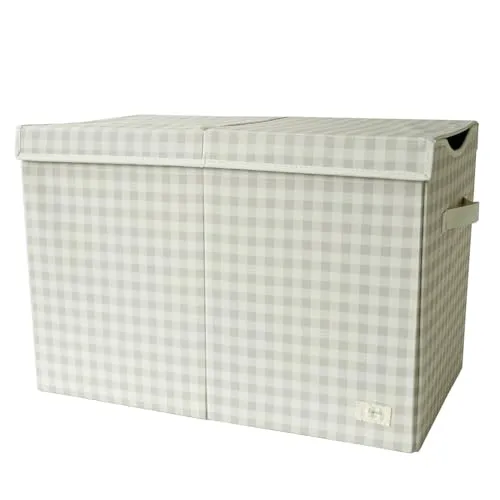 Gingham Aufbewahrungsbox beige mit Deckel - Stylische Aufbewahrungsbox für Kinderzimmer, mit abnehmbarem Deckel und stabilen Wänden aus Karton. Hält den Raum ordentlich und bietet umweltfreundlichen Stauraum aus 100% recyceltem Polyester.