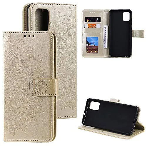 CoverKingz Handy Case kompatibel mit Samsung Galaxy Note20 - Handy Cover mit Kartenfach Phonecase - Smartphone Hülle klappbar Motiv Mandala Gold
