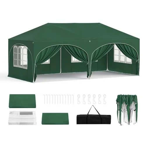 Woltu Pavillon 3x6 m mit 2 Seitenteilen - Hochwertiger Outdoor Pavillon mit höhenverstellbarem Spitzdach, ideal für Gartenpartys und Veranstaltungen. Inklusive Tragetasche für einfachen Transport und Aufbau.