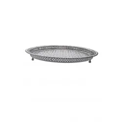 Marrakesch Orient & Mediterran Interior Dekotablett Nadia 47cm - Elegantes marokkanisches Tablett aus handgearbeitetem Kupfer und Messing, ideal für stilvolle Anlässe oder als dekoratives Element im Wohnraum.