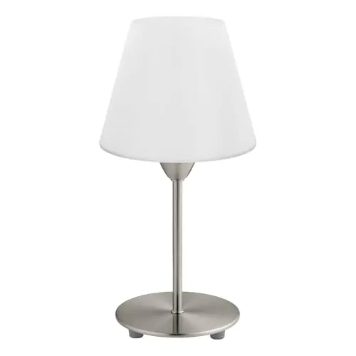 EGLO LED Tischleuchte Damasco 1 - Tischleuchte aus nickel-matt Stahl mit opal-matt Glas, ideal für stilvolle Akzente in Ihrem Wohnraum - Leuchtmittel exklusive.