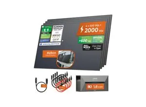 Solarway® All In One Balkonkraftwerk 2000W mit Speicher - Balkonkraftwerk mit integriertem Speicher, 800W genehmigungsfrei einspeisen, smarte Überwachung per Anker App, bis zu 30 Jahre Leistungsgarantie.
