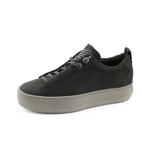 Paul Green Slipper Halbschuh 5017-156 - Stylischer Damen Slipper aus grauem Nubukleder mit elastischen Doppelschnürsenkeln für einfachen Einstieg. Die SUPER SOFT Innensohle sorgt für höchsten Komfort, ideal für entspannte Freizeitlooks.
