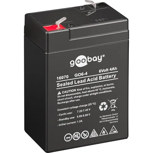 Blei-Gel-Akku 6V 4Ah von goobay L70xB47xH101/107mm Anschluß T1/187 (4,8mm) GO6-4