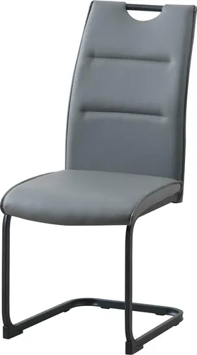 Schwingstuhl DannyP Polyurethan Grau - Der Schwingstuhl DannyP vereint modernes Design mit Komfort. Die pflegeleichte Kunstlederpolsterung und der praktische Cut-Out in der Rückenlehne machen ihn ideal für Esszimmer und Praxen. Maße: 44 x 98 x 60 cm, Sitzhöhe 46 cm.