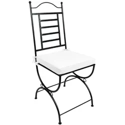 Marrakesch Orient & Mediterran Interior Gartenstuhl La Linea - Marokkanischer Eisenstuhl, handgefertigt und ideal für Garten oder Balkon. Robuste Bauweise mit einzigartiger Rostpatina und inkludiertem Sitzkissen.