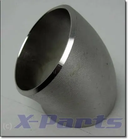45° Grad EDELSTAHL Bogen 42mm KURZ Rohr V2A Schweißbogen Downpipe Hosenrohr