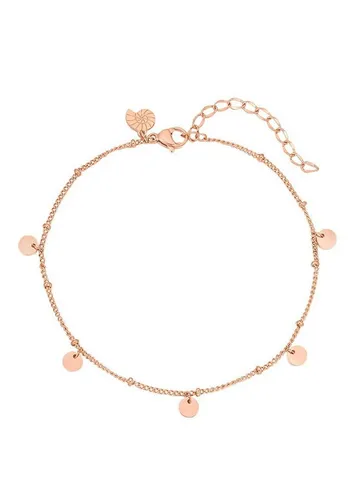 Hey Happiness Fußkette mit Anhänger Plättchen rund, Damen Fußkettchen 18K Roségold Vergoldet, Edelstahl Damen Fußband Kreis Geo, wasserfest