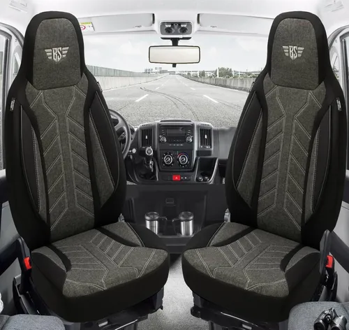 BREMER SITZBEZÜGE Autositzbezug für Renault Trafic 3 - Praktisches Set aus 2 Schonbezügen in Schwarz/Anthrazit, atmungsaktiv und pflegeleicht. Optimaler Schutz für Fahrer- und Beifahrersitze, inkl. Montageanleitung.