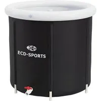 ECD Germany Eistonne Ø80 cm 350L Schwarz-Weiß – Mobile Kältetherapie - Mobile Eistonne für Kältetherapie und Regeneration. Schneller Aufbau, stabiler Stand und komfortables Kopfkissen inklusive. Ideal für Zuhause oder unterwegs – perfekt für erholsame Pausen nach dem Sport.