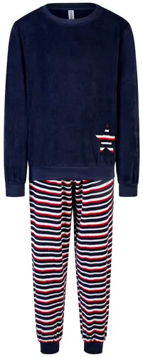 Mädchen Schlafanzug COMTESSA Frottee Pyjama Langarm Baumwolle dunkelblau Gr.164 - Bequemer 2-teiliges Frottee Pyjama für Mädchen in Größe 164. Hergestellt aus hochwertiger Baumwollmischung, ideal für die kalten Monate. Mit OEKO-TEX® STANDARD 100 für geprüfte Qualität.