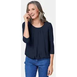 GOLDNER Shirtbluse Chiffon-Shirt mit 3/4-Arm, Rundhals Damen Sommerbluse, Halbarm, Feierlich, weich, Kunstfaser, Chiffon blau 42