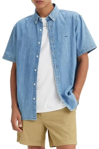 Levi's Herren SS Authentic Hemd ELI MEDIUM Blue WASH, XL - Herrenhemden im Relaxed Fit mit klassischem Button-Down-Kragen, Original Levi's Design mit charakteristischem roten Tab für einen zeitlosen Look.