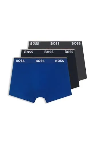 HUGO BOSS Herren Trunk 3p Co/EL Boxershorts, Open Blue 487, M - Badeshorts für Herren im 3er Pack, höchster Tragekomfort mit optimaler Passform und nachhaltiger Baumwolle für ein angenehmes Hautgefühl.