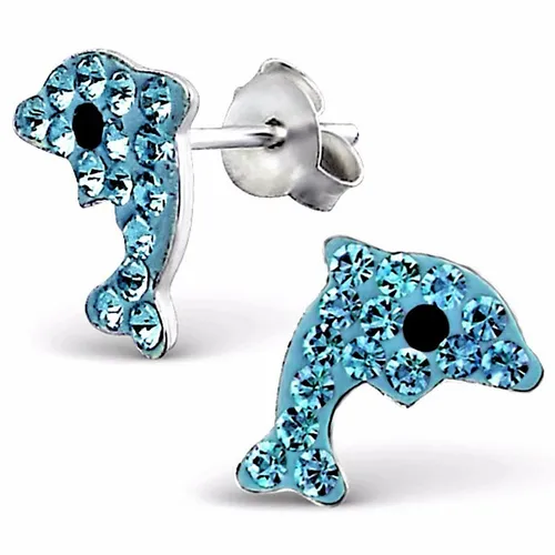 Delfin Kinder Ohrringe 925 Silber - Kinder Mädchen Damen Delphin Ohrstecker