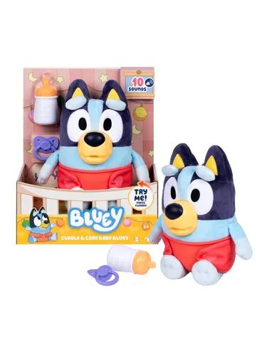 Bluey Baby - Elektronisches Plüschtier für kleine Eltern - Stofftier & Teddybär, verwöhnt und beruhigt mit 10 Babygeräuschen, inklusive Flasche und Schnuller für interaktiven Spielspaß.