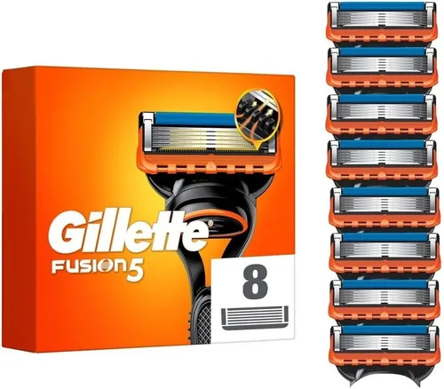Gillette Fusion5 Systemklingen 8er - KLINGEN HERREN, 5 Anti-Irritations-Klingen für eine besonders glatte und langanhaltende Rasur mit ergonomischem Griff für optimale Kontrolle.