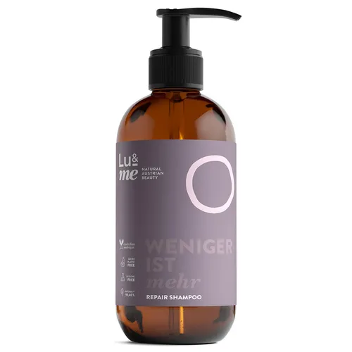 LU&ME Repair Shampoo 250 ml - Shampoo für strapaziertes Haar mit BIO-Traubenextrakt, Hyaluronsäure und BIO-Aloe Vera für intensive Pflege und Feuchtigkeit. Ideal für gesundes, revitalisiertes Haar.