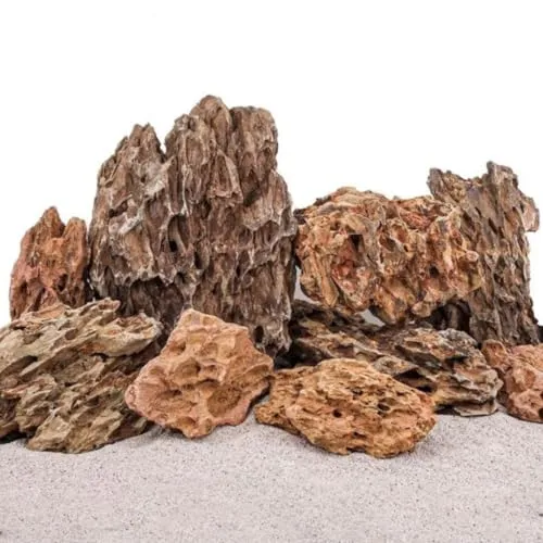 AquaOne Aquarium Steine Drachenstein I Natursteine 1 Stück Gr.XXXL I 10-15kg pro Stein I Aquascaping Gestein für Tank I Felsen Dekoration Rückwand Deko braun