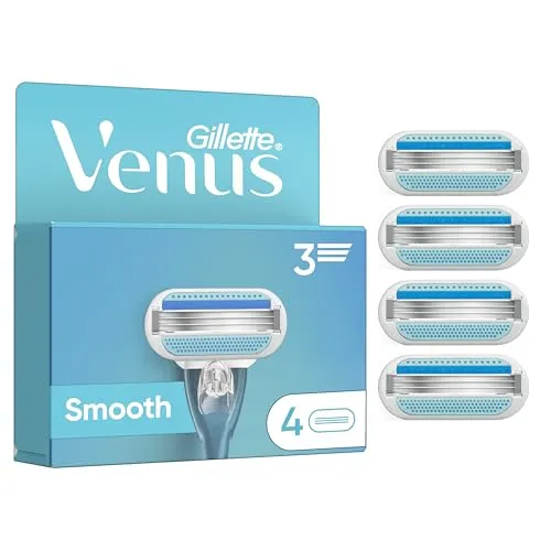 Gillette Venus Smooth Rasierklingen Damen, 4 Original Ersatzklingen für Nassrasierer mit 3 Klingen Für Eine Gründliche Rasur