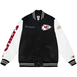 Mitchell & Ness NFL Team Origins Varsity Satin Jacket - Kansas City Chiefs, XL - Stylische Satin-Jacke für echte NFL-Fans. Perfekt für den Alltag oder besondere Anlässe, mit hochwertiger Verarbeitung und klassischem Design.