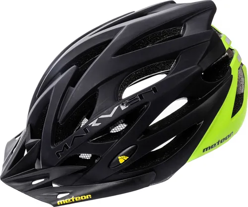 Meteor Marven I Fahrradhelm für Herren, Damen und Kinder - Schwarz/Grün - Der Meteor Marven I Fahrradhelm bietet optimalen Schutz und hohen Tragekomfort für alle Radsportarten. Mit einem innovativen Belüftungssystem und einfacher Größenanpassung ist er ideal für Abenteuer auf zwei Rädern.