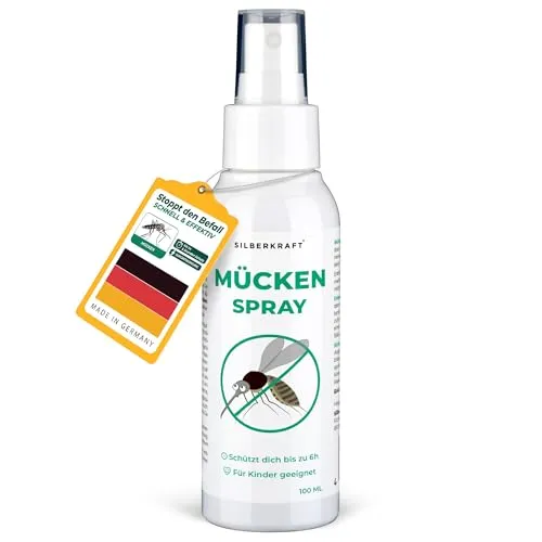 Silberkraft Mückenspray 100 ml – Insektenschutz für Babys ab 6 Monaten, Kinder & Erwachsene, DEET-frei, schützt vor Mücken & Zecken – Dermatologisch getestet – Langzeitschutz bis zu 6 Stunden
