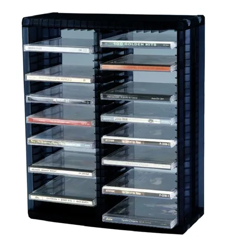 ProfiOffice CD Regal Ständer Turm Media-Rack MR-52S - Hüllen für Leermedien: Praktisches, erweiterbares CD Regal für bis zu 52 CDs, ideal zur platzsparenden Aufbewahrung und Sichtsortierung.