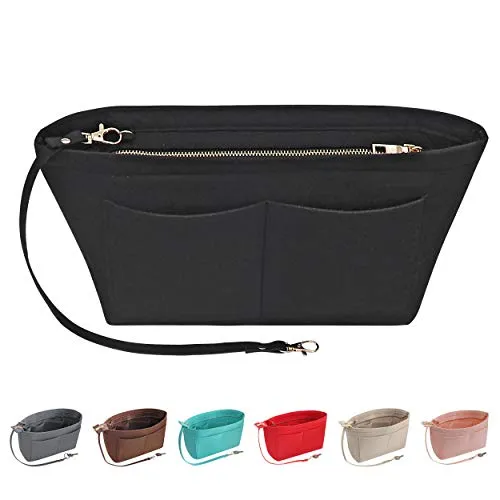 Soyizom Filz Handtasche Organizer für Frauen - Mittel, Schwarz - Praktischer Filz Organizer für Handtaschen mit 11 Fächern, schützt das Innenfutter und ermöglicht schnelles Wechseln zwischen Taschen. Ideal für eine ordentliche Aufbewahrung Ihrer Essentials.