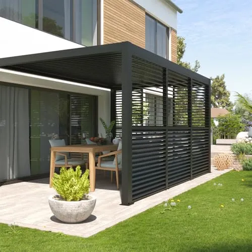 empasa Pergola "ZEUS" mit beweglichen Lammellenseitenwänden - Pergola-Zubehör für ZEUS: Hochwertige, verstellbare Lamellen bieten Sicht-, Sonnen- und Windschutz. Wetterfestes Aluminium sorgt für Stabilität und individuellen Komfort.