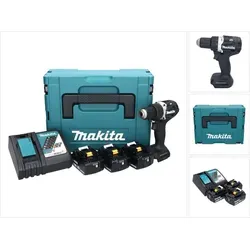 Makita Akku-Bohrschrauber DDF484TB3J - Akkuschrauber mit 5 Ah Lithium-Ionen-Akkus, kompaktem Design und bürstenlosem Motor für hohe Leistung und lange Lebensdauer. Ideal für Heimwerker und Profis.