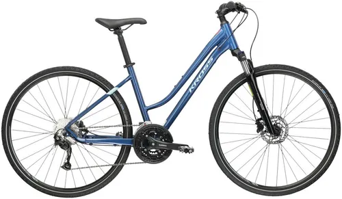 KROSS Crossbike Evado 6.0 28" blau - 27-Gang Shimano Alivio Schaltung, ideal für Alltag und Ausflüge, mit leichtem Aluminiumrahmen und komfortabler Sitzposition.