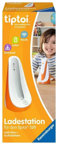 Ravensburger TIPTOI Ladestation für Tiptoi-Stift - orange-weiß, effiziente Ladebasis mit WLAN für instant Abenteuer und sichere Halterung