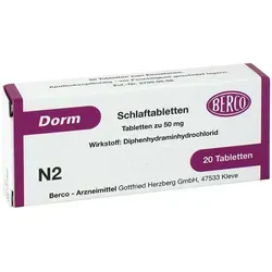 Dorm 20 ST - Schlafmittel für ruhige Nächte - Arzneimittel zur Kurzzeitbehandlung von Schlafstörungen, enthält Diphenhydraminhydrochlorid für effektives Einschlafen und Durchschlafen.
