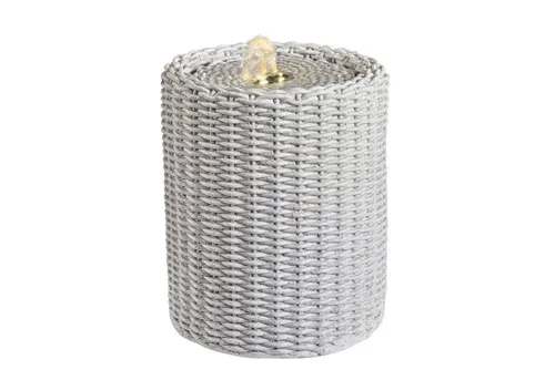 MARELIDA Zimmerbrunnen - Beleuchteter Tischbrunnen im Rattan Korb 20cm - Zimmerbrunnen für drinnen, beleuchtet und aus hochwertigem Resin in elegantem Weiß. Ideal zur Schaffung einer entspannenden Atmosphäre in Ihrem Zuhause.
