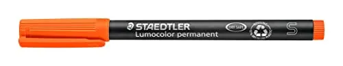 STAEDTLER permanent Marker Lumocolor, orange, Superfein, ca. 0,4 mm, wisch- und wasserfest, Made in Germany, lange Lebensdauer, 10 orange Universalstifte im Kartonetui, 313-4