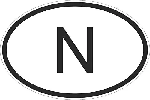 Akachafactory Wandsticker, selbstklebend, Motiv Auto, Motorrad, oval Ländercode norvegien n, NORWEGEN