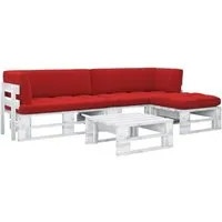 vidaXL 4-tlg. Paletten-Lounge-Set aus imprägniertem Kiefernholz in Weiß - Genießen Sie die Zeit im Freien mit diesem stilvollen Paletten-Lounge-Set. Robustes, imprägniertes Kiefernholz bietet Langlebigkeit und Witterungsbeständigkeit. Ideal für entspannte Stunden mit Familie und Freunden.