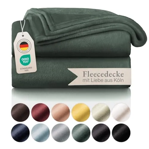 Blumtal Kuscheldecke flauschig 220x240 cm - Oeko-TEX zertifizierte Fleecedecke in Grün - Bettdecken: Extra flauschige Kuscheldecke für ultimativen Komfort und Wärme, ideal für gemütliche Abende auf dem Sofa oder im Bett. Pflegeleicht und vielseitig einsetzbar.