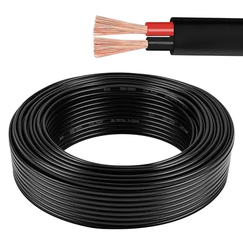 AOHEWEI 2 × 1,0 mm² flaches zweiadriges Doppelkabel 2 Leiter elektrischer Kupferdraht 5V 12V 24V 60V dünnwandiges rotes/schwarzes Kfz-Bootskabel 5/10/20/50 Meter
