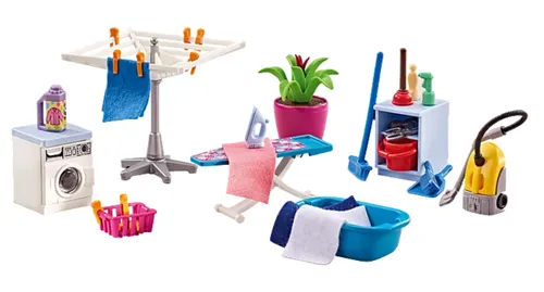 PLAYMOBIL 6557 - Hauswirtschaftsraum - Ausstattung für Minipuppenhäuser, ideal für kreative Rollenspiele und detailreiche Gestaltung von Puppenhäusern.