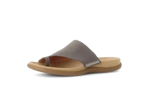 Gabor Damen Jollys-03.700 Pantoletten, Grau (fumo) - Bequeme Clogs für den Sommer - Sandalen aus hochwertigem Veloursleder mit flachem Absatz und rutschfester Gummisohle, ideal für entspanntes Tragen im Alltag.