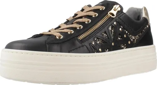 Nero Giardini Schürschuh Sneaker - Modischer Damen-Sneaker mit 6-Loch-Schnürung und seitlichem Zierreißverschluss. Hochwertiger Leder-Textilmix und durchgehende Plateausohle in Metallic-Optik für zusätzlichen Glamour.