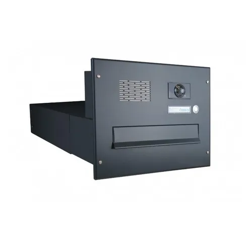Letterbox24 Briefkasten BV-Serie Kamera Mauerdurchwurf Briefkastenanlage in RAL (Klingel, Sprechsieb, Busch-Jäger Kamera- + Audiomodul + Systemzentrale), - Briefkasten in RAL 9005