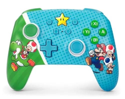 Kabelloser PowerA-Controller für Nintendo Switch - Superstar-Freunde - Kabelloser Gaming-Controller mit Bluetooth-5.0, bis zu 30 Stunden Akkulaufzeit und ergonomischem Design für stundenlangen Spielspaß. Offiziell lizenziert für Nintendo Switch und Switch Lite.