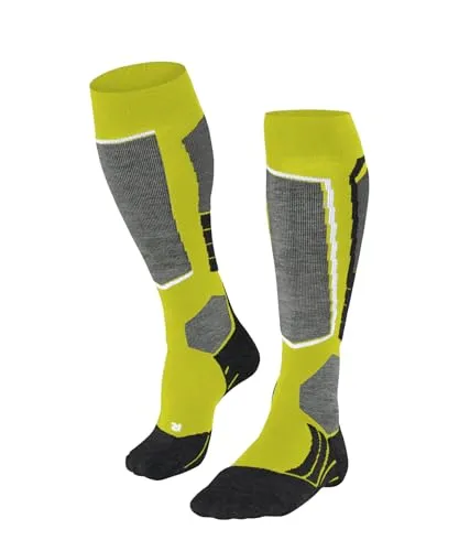 FALKE Damen Skisocken SK2 Intermediate W Kh Wolle Funktionsmaterial warm dick 1 Paar, Gelb Limelight 1086, 35-36