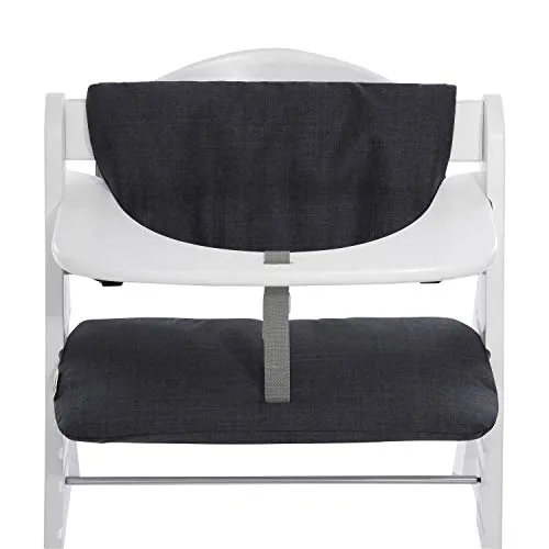 hauck Sitzkissen Kompatibel mit Alpha+, Beta+ und Arketa Holzhochstuhl Highchair Pad Deluxe, Einfache Befestigung mit Klettverschluss, Maschinenwaschbar (Melange Charcoal)