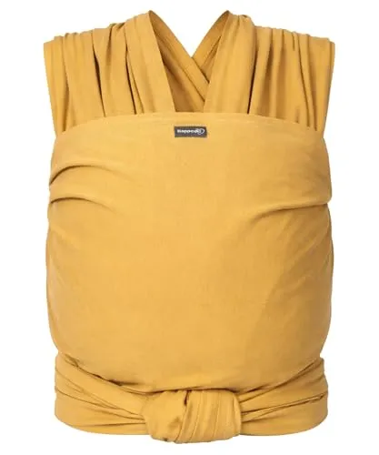 Hoppediz Elastisches Baby-Tragetuch Curry - Bio-Baumwolle für Neugeborene - Babytragen für Neugeborene (2-9 kg) aus 100% Bio-Baumwolle; extra schmal, ideal für die ersten Monate; empfohlen von Hebammen für optimales Bonding.