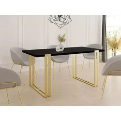 WFL Group Esstisch, Schwarz, 80x76x140 cm - Moderne Esstische für jedes Interieur – Ausziehbar für zusätzliche Gäste, langlebig und nachhaltig produziert in der EU.