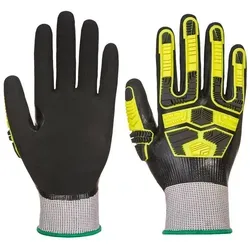 Portwest Arbeitshandschuhe AP55 - Wasserdichter Stoßschutz-Handschuh Grau/Schwarz/Gelb - Hochwertiger, wasserdichter Arbeitshandschuh mit innovativer TPR-Konstruktion für optimale Fingerfertigkeit. Ideal für den professionellen Einsatz und bietet Schutz bei Kontakt mit Hitze bis 100°C.